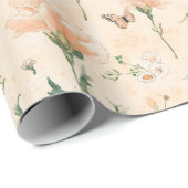 ピンクの蝶 花嫁のシャワーパーティー ラッピングペーパー (ロールコーナー)