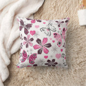 ピンクの蝶 |装飾 クッション (ブランケット)
