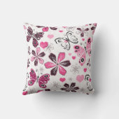ピンクの蝶 |装飾 クッション (裏面)