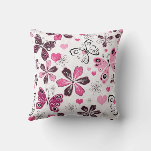 ピンクの蝶 |装飾 クッション (裏面)
