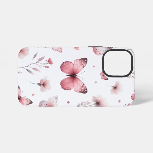 ピンクの蝶 iPhoneケース (裏面横)