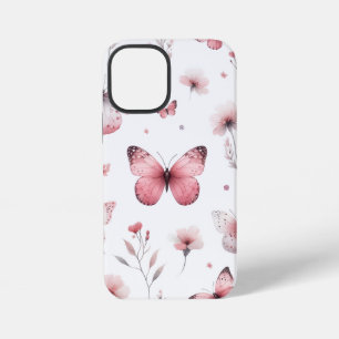 ピンクの蝶 iPhone 12 MINIケース