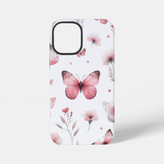 ピンクの蝶 iPhone 12 MINIケース