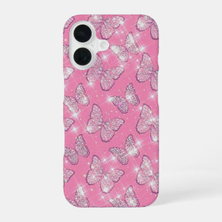 ピンクの蝶 iPhone 16ケース