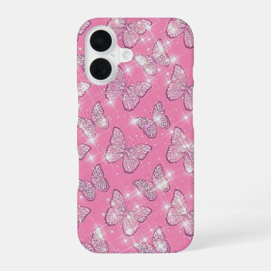 ピンクの蝶 iPhone 16ケース (裏面)
