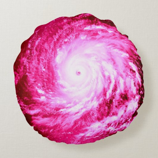 ピンクの螺線形の風車の円形の枕 ラウンドクッション (裏面)