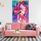 ピンクの衣装の仮装カーニバルミュージシャン キャンバスプリント (インサイチュ (リビング))