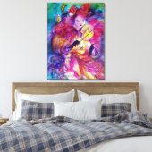 ピンクの衣装の仮装カーニバルミュージシャン キャンバスプリント (インサイチュ (寝室))