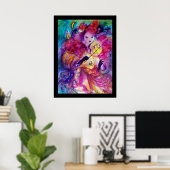 ピンクの衣装の仮装カーニバルミュージシャン ポスター (ホームオフィス)