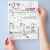 ピンクの衣類Tシャツプリント注文フォーム チラシ (手)