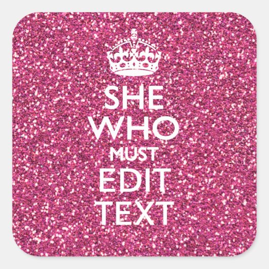 ピンクの装飾に従わなければならない彼女のためのテキスト スクエアシール (正面)