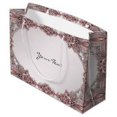 ピンクの装飾ギフトバッグ ラージペーパーバッグ (裏面アングル)