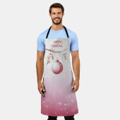 ピンクの装飾クリスマスボールホリデーエプロン エプロン (着用した状態)