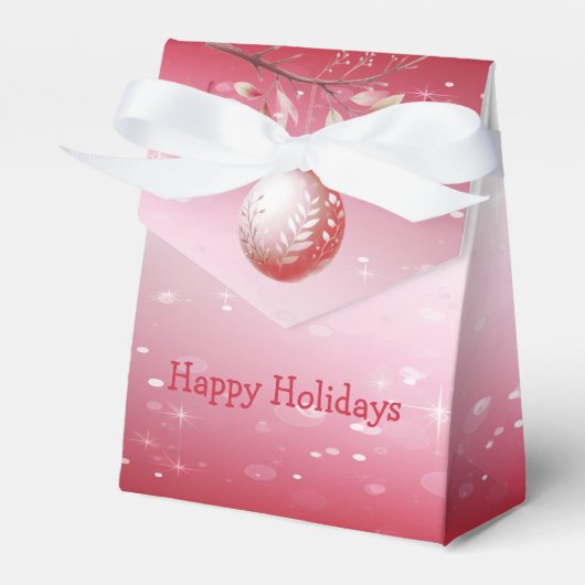 ピンクの装飾クリスマスボールホリデーギフトボックス フェイバーボックス (正面サイド)