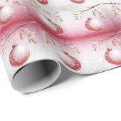 ピンクの装飾クリスマスボールラッピング紙 ラッピングペーパー (ロールコーナー)