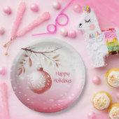ピンクの装飾クリスマスボール ホリデー紙皿 ペーパープレート (パーティー)
