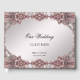 ピンクの装飾ゲストブック ゲストブック