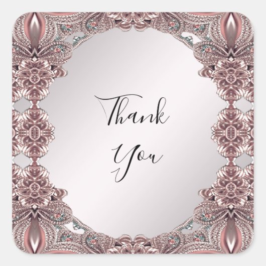 ピンクの装飾シール スクエアシール (正面)