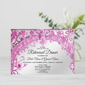 ピンクの装飾フローラリハーサルディナー 招待状 (スタンド正面)