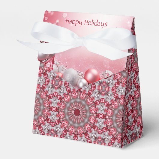ピンクの装飾ホリデーギフトボックス フェイバーボックス (正面サイド)