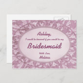 ピンクの装飾品 – 私の花嫁のメイドになる？ インビテーションポストカード (正面/裏面)