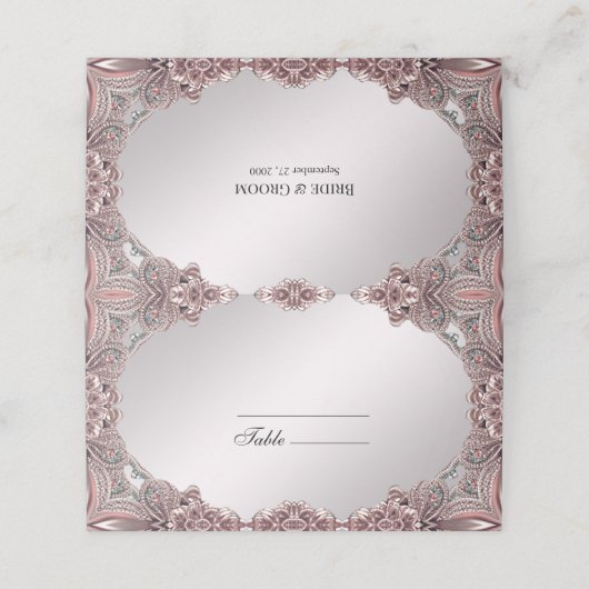 ピンクの装飾座席表 プレイスカード (外部開封)