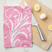 ピンクの装飾用キッチンタオル キッチンタオル (四つ折り)