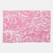 ピンクの装飾用キッチンタオル キッチンタオル (横)