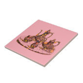 ピンクの装飾的なタイルのヴィンテージのティーポット タイル (側面)