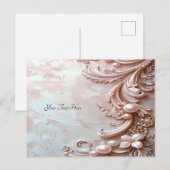 ピンクの装飾的なパールと花のポストカード ポストカード (正面/裏面)