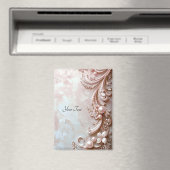 ピンクの装飾的なパールと花のマグネット マグネット (インサイチュ (食洗機))