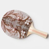 ピンクの装飾的なパールと花柄の卓球ラケット 卓球ラケット (横)
