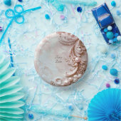 ピンクの装飾的なパールと花模様 ペーパーボウル (パーティー)