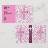 ピンクの装飾的な十字の名刺 名刺 (正面/裏面)