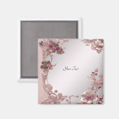 ピンクの装飾的な花のマグネット マグネット (正面/裏面)