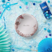 ピンクの装飾的な花柄の紙のボウル ペーパーボウル (パーティー)