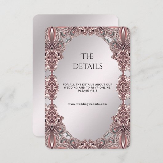 ピンクの装飾詳細エンクロージャカード エンクロージャーカード (正面/裏面)