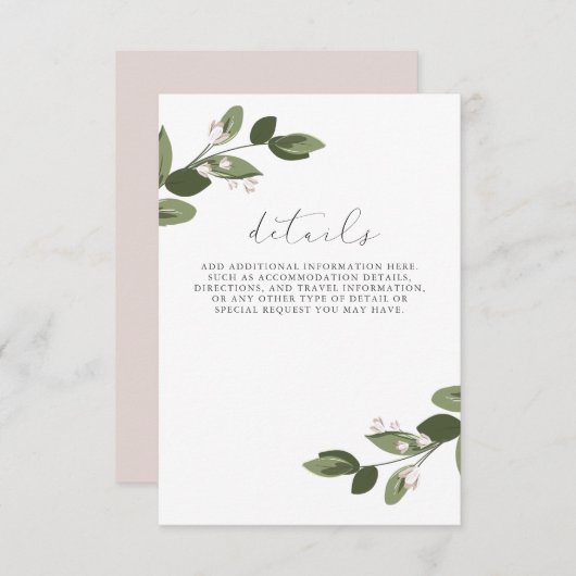 ピンクの裏地が付いたほのかな若枝の詳細 エンクロージャーカード (正面/裏面)