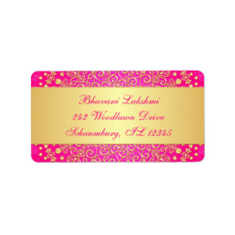 ピンクの複雑な金ゴールドスクロール差出人住所ラベル ラベル