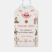 ピンクの西カウボーイ誕生日パーティー ギフトタグ (裏面)