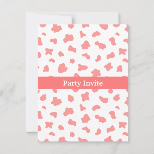 ピンクの西部の女性のカーボーイの農場の子供の誕生日のパーティー 招待状 (裏面)