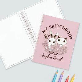 ピンクの親友（BFF）キュートな漫画の子猫とうさぎの子供向けスケッチ ノートブック