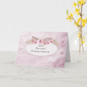 ピンクの記念日抽象芸術と文字 カード (黄色い花)