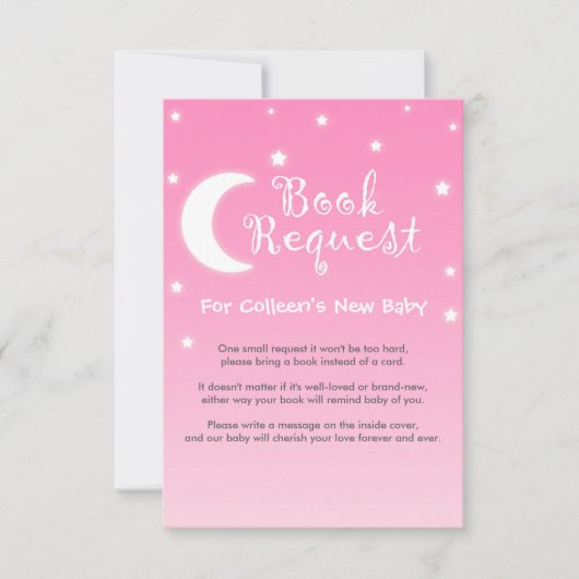 ピンクの詩を載せた『トゥインクル·リトル·スター·ブック·リクエスト』 招待状 (正面)