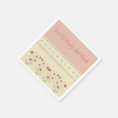 ピンクの詳細パターン付きクリーム スタンダードカクテルナプキン (角)