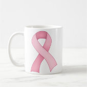 ピンクの認識度のリボンのマグ0001 コーヒーマグカップ (左)