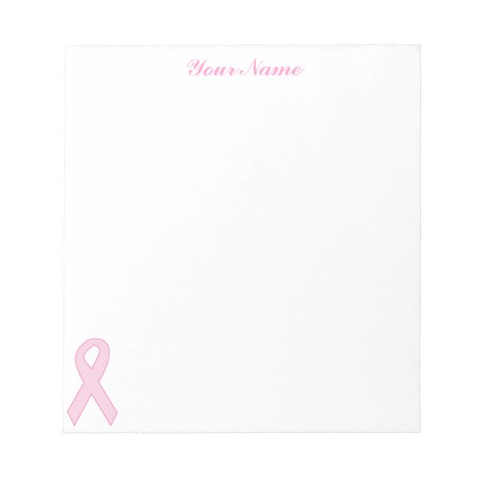 ピンクの認識度のリボン ノートパッド (正面)