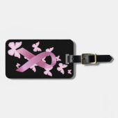 ピンクの認識度のリボン ラゲッジタグ (正面横)