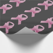 ピンクの認識度のリボン ラッピングペーパー (角)