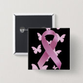 ピンクの認識度のリボン 缶バッジ (正面&裏面)